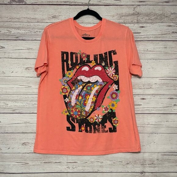 The Rolling Stones Flower Lips Graphic T Small - Picture 1 of 4